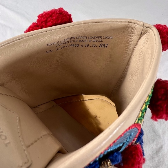 TORY BURCH Beige Leather Ellis Embroidered Pums Made in Brazil Marked as 8M - Picture 10 of 12